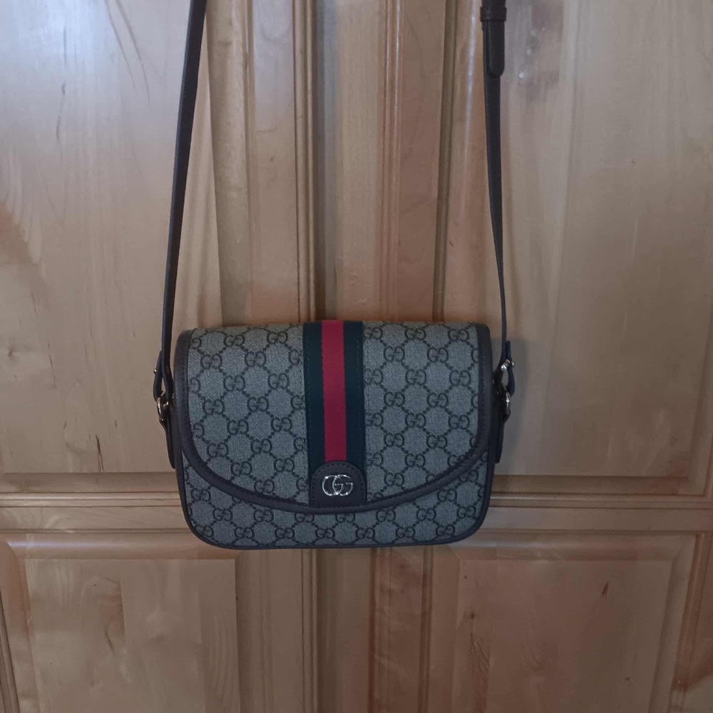 Gucci GG Supreme Ophidia Web flap medium messenger bag
